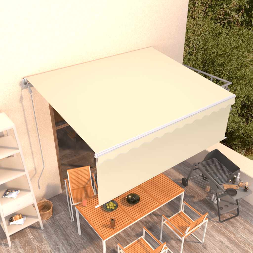Markise Automatisch Einziehbar mit Volant 4x3 m Creme