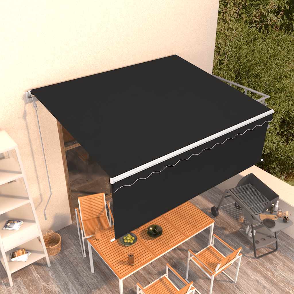 Markise Automatisch Einziehbar mit Volant 4,5x3 m Anthrazit