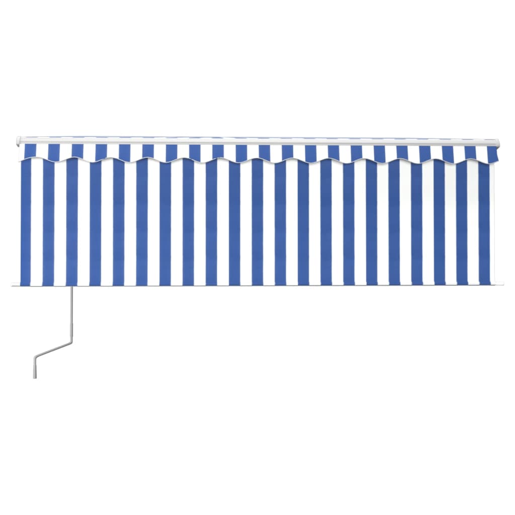 Markise Automatisch mit Rollo LED Windsensor 4,5x3m Blau Weiß