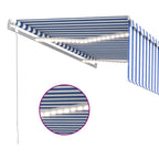 Markise Automatisch mit Rollo LED Windsensor 4,5x3m Blau Weiß