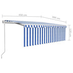 Markise Automatisch mit Rollo LED Windsensor 4,5x3m Blau Weiß