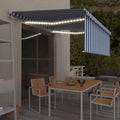 Markise Automatisch mit Rollo LED Windsensor 4,5x3m Blau Weiß