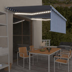 Markise Automatisch mit Rollo LED Windsensor 4,5x3m Blau Weiß