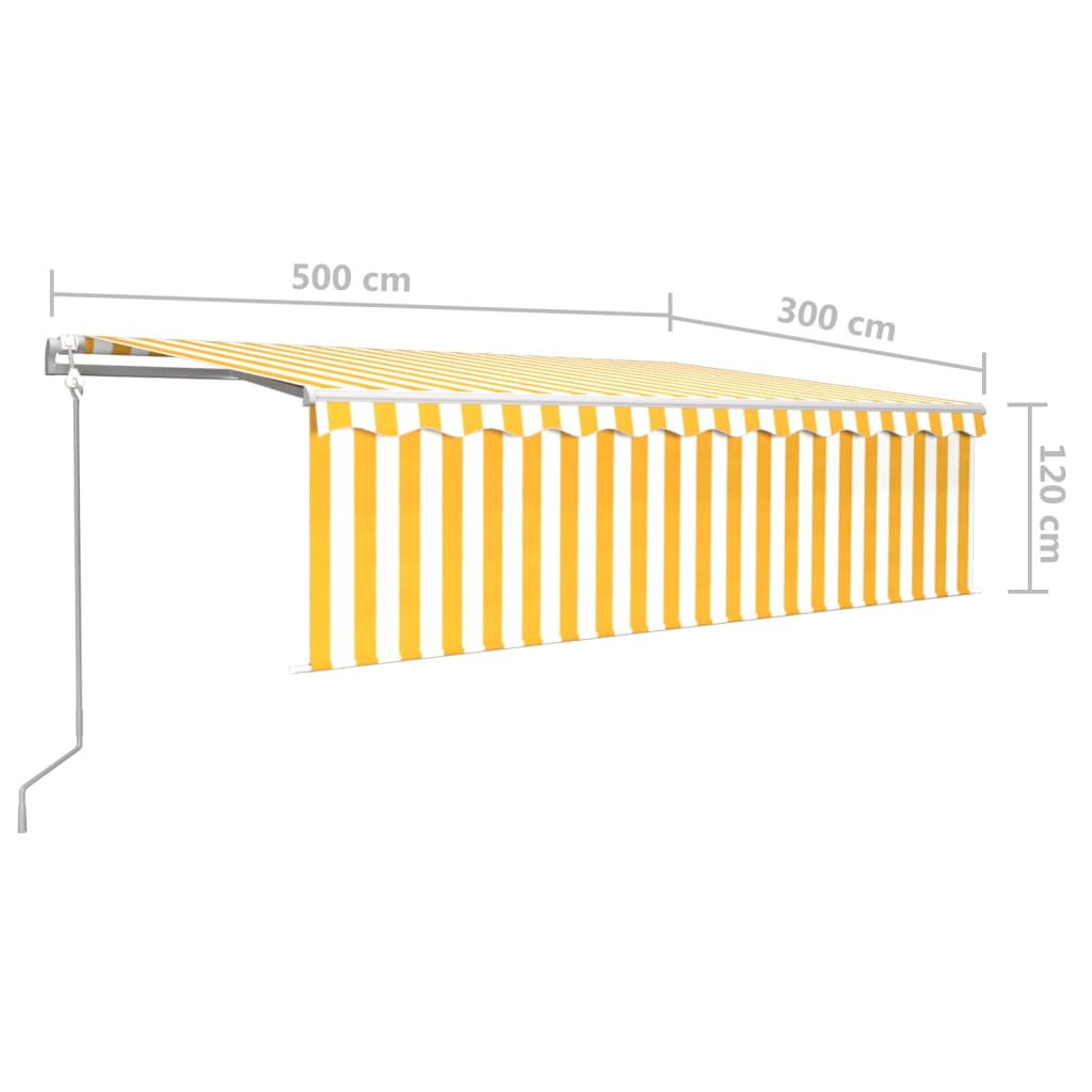 Markise Automatisch mit Rollo LED Windsensor 5x3m Gelb & Weiß