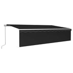 Markise Manuell Einziehbar mit Rollo & LED 6x3 m Anthrazit
