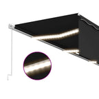 Markise Manuell Einziehbar mit Rollo & LED 6x3 m Anthrazit