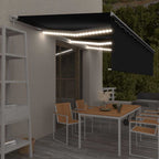 Markise Manuell Einziehbar mit Rollo & LED 6x3 m Anthrazit