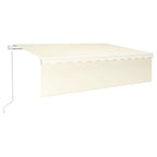 Markise Automatisch Einziehbar mit Volant 6x3 m Creme