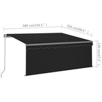 Markise Manuell Einziehbar mit Rollo 3x2,5 m Anthrazit