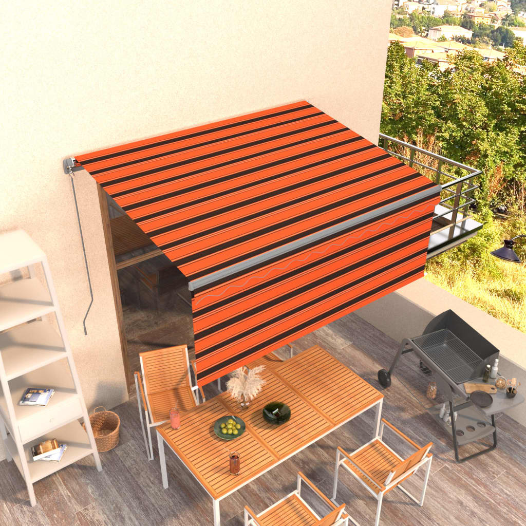 Markise Manuell Einziehbar mit Rollo 3x2,5 m Orange & Braun
