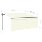Markise Automatisch mit Rollo LED Windsensor 3x2,5 m Creme