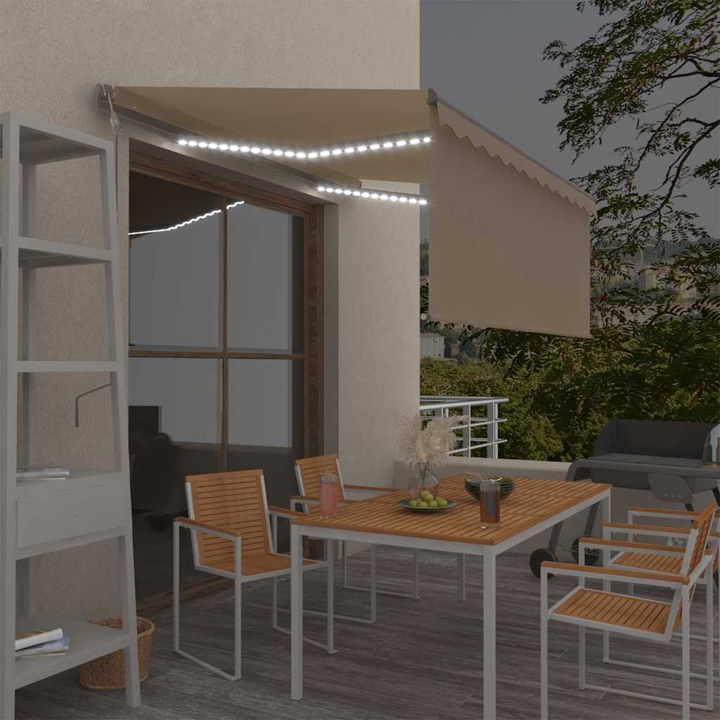 Markise Automatisch mit Rollo LED Windsensor 3x2,5 m Creme