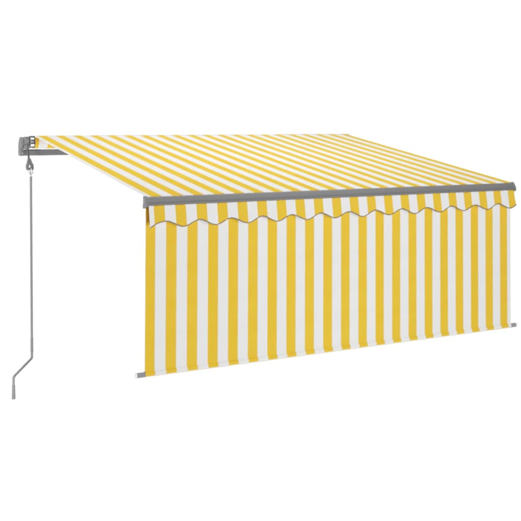 Markise Automatisch mit Rollo LED Windsensor 3x2,5m Gelb Weiß
