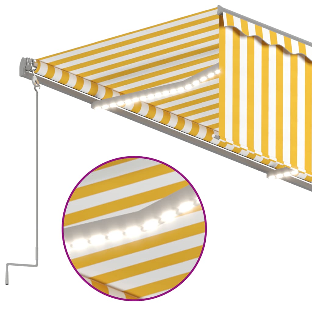 Markise Automatisch mit Rollo LED Windsensor 3x2,5m Gelb Weiß