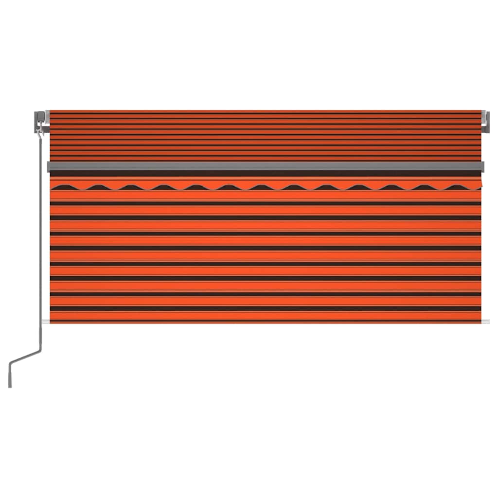 Markise Manuell Einziehbar mit Rollo LED 3,5x2,5 m Orange Braun