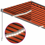 Markise Manuell Einziehbar mit Rollo LED 3,5x2,5 m Orange Braun