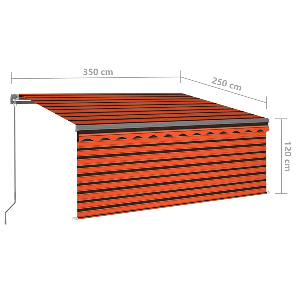 Markise Manuell Einziehbar mit Rollo LED 3,5x2,5 m Orange Braun