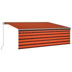 Markise Manuell Einziehbar mit Rollo 4x3 m Orange & Braun
