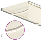 Markise Manuell Einziehbar mit Rollo & LED 4x3 m Creme