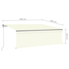 Markise Automatisch Einziehbar mit Volant 4x3 m Creme