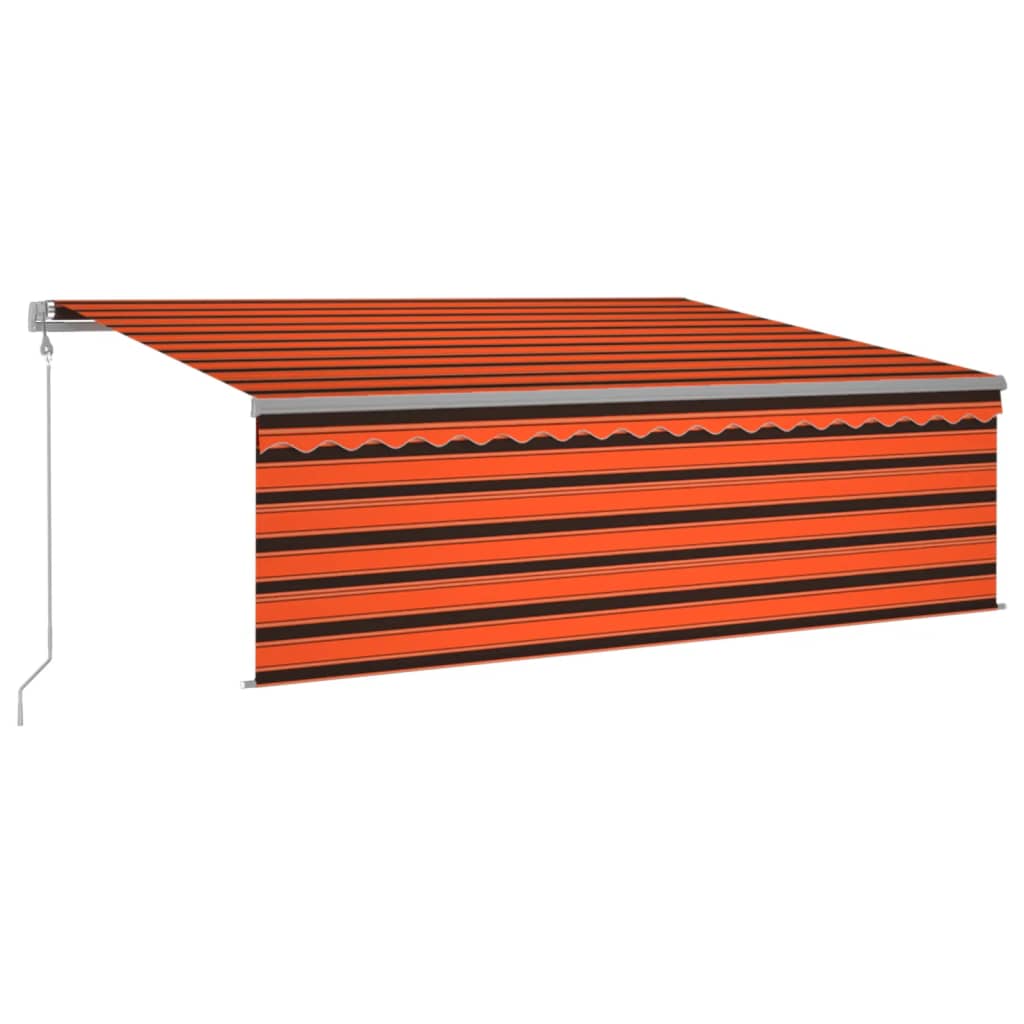 Markise Automatisch mit Rollo LED Windsensor 4x3 m Orange Braun