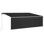 Markise Automatisch Einziehbar mit Volant 4,5x3 m Anthrazit