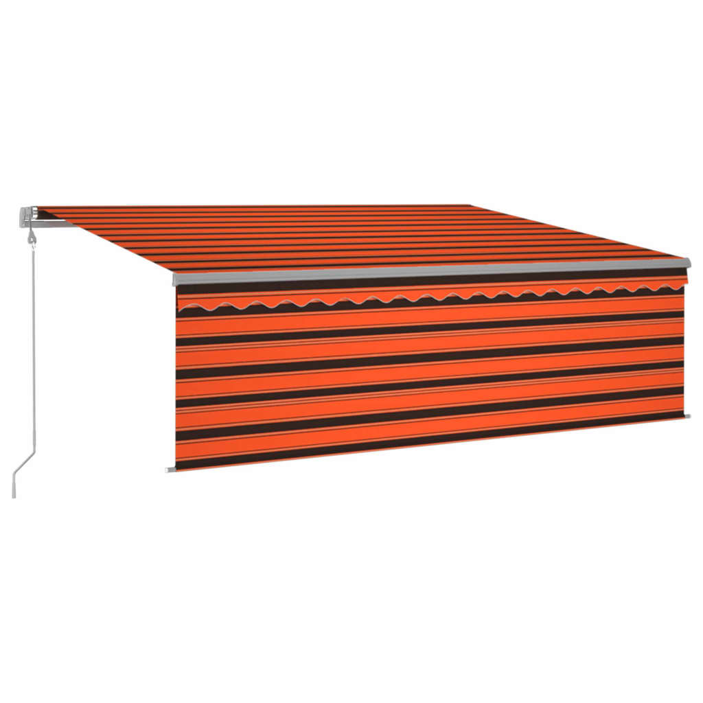 Markise Automatisch Einziehbar mit Volant 4,5x3m Orange & Braun