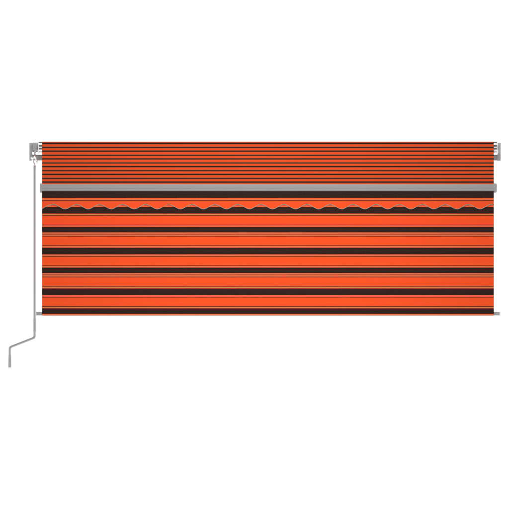 Markise Automatisch Einziehbar mit Volant 4,5x3m Orange & Braun