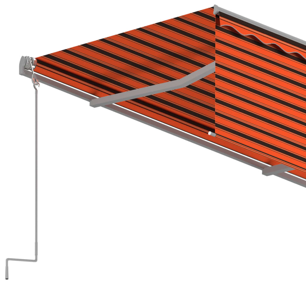 Markise Automatisch Einziehbar mit Volant 4,5x3m Orange & Braun