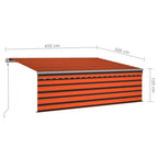 Markise Automatisch Einziehbar mit Volant 4,5x3m Orange & Braun