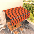 Markise Automatisch Einziehbar mit Volant 4,5x3m Orange & Braun