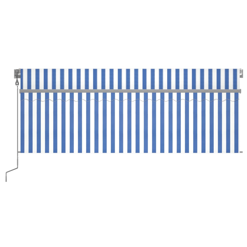Markise Automatisch mit Rollo LED Windsensor 4,5x3 m Blau Weiß