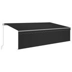 Markise Manuell Einziehbar mit Rollo & LED 5x3 m Anthrazit