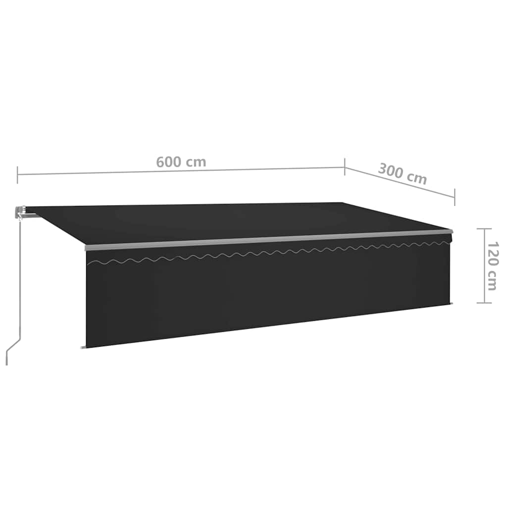 Markise Manuell Einziehbar mit Rollo 6x3 m Anthrazit