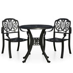3-tlg. Bistro-Set Aluminiumguss Schwarz