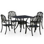 5-tlg. Bistro-Set Aluminiumguss Schwarz