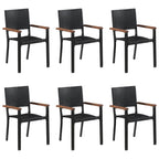 7-tlg. Garten-Essgruppe Poly Rattan Schwarz