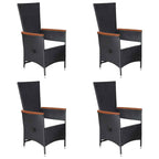 7-tlg. Garten-Essgruppe Poly Rattan Schwarz