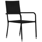 3-tlg. Garten-Essgruppe Poly Rattan Schwarz
