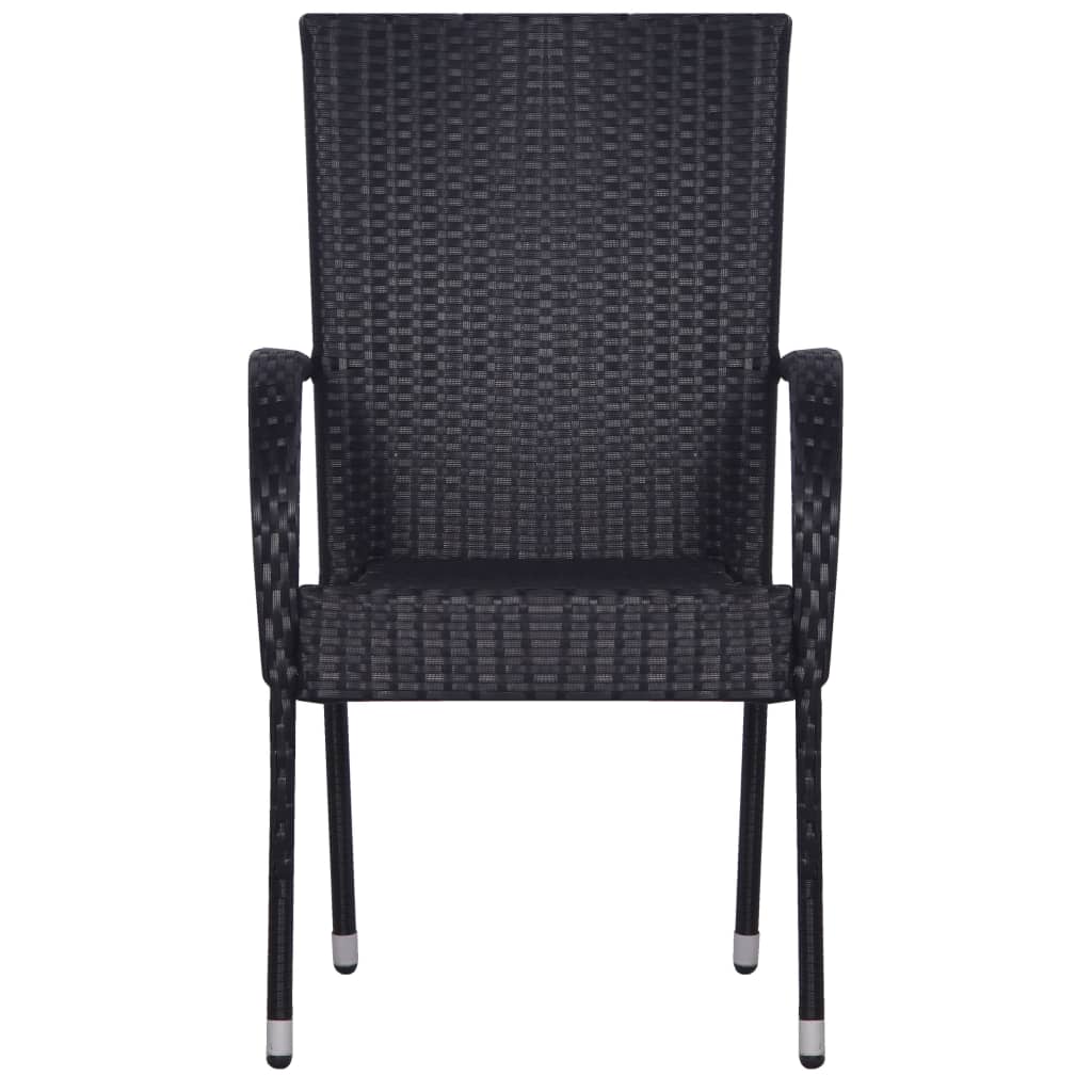 5-tlg. Garten-Essgruppe Poly Rattan Schwarz