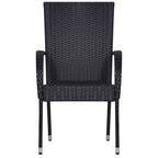 7-tlg. Garten-Essgruppe Poly Rattan Schwarz