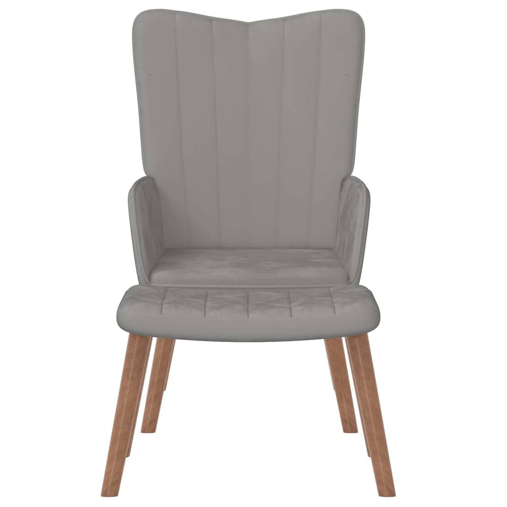 Relaxsessel mit Hocker Hellgrau Samt