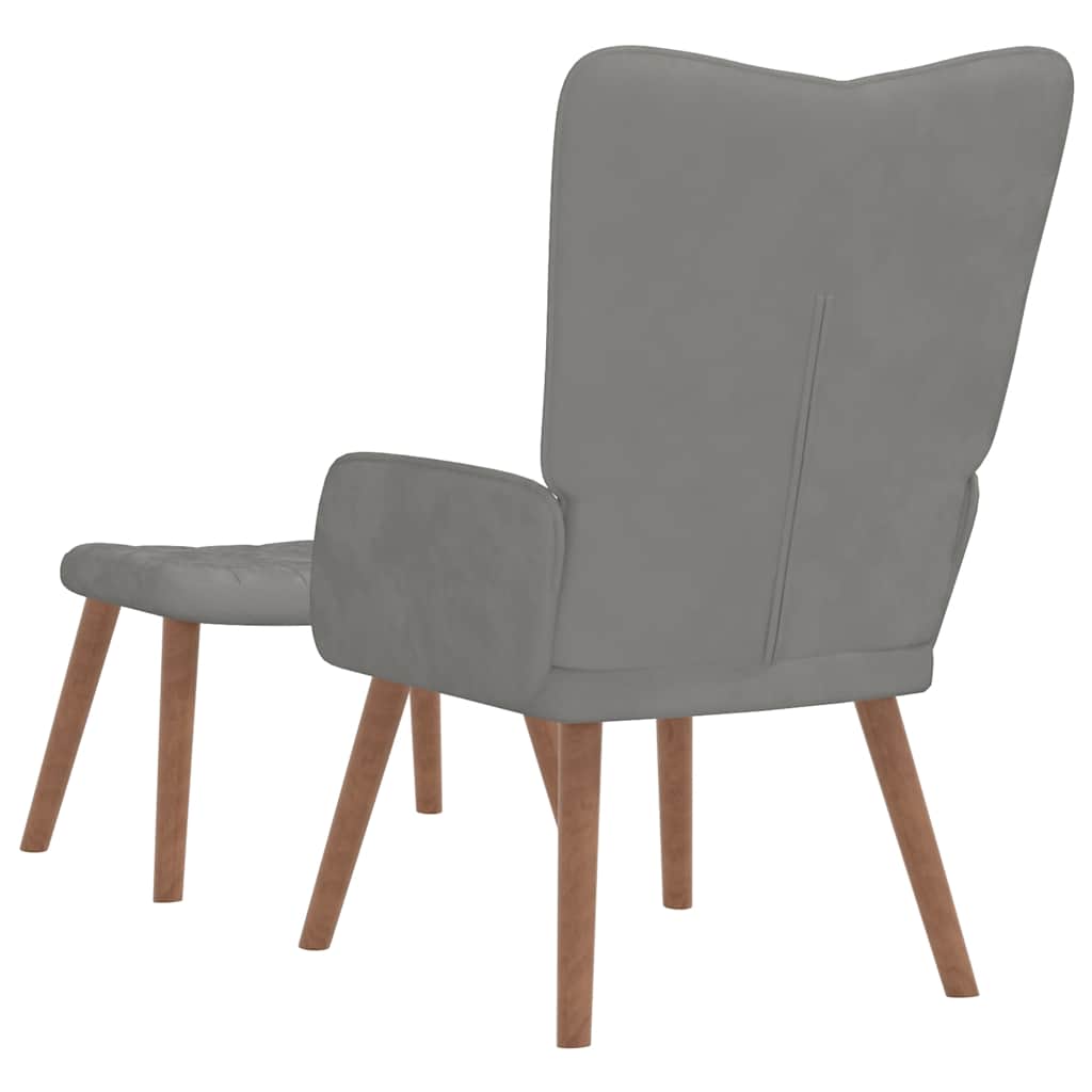 Relaxsessel mit Hocker Hellgrau Samt