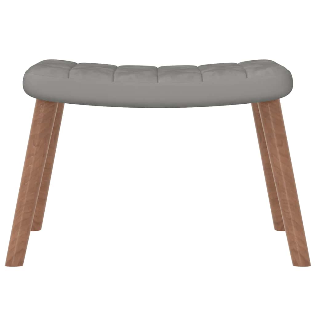 Relaxsessel mit Hocker Hellgrau Samt