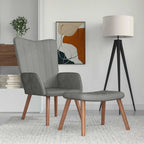 Relaxsessel mit Hocker Hellgrau Samt