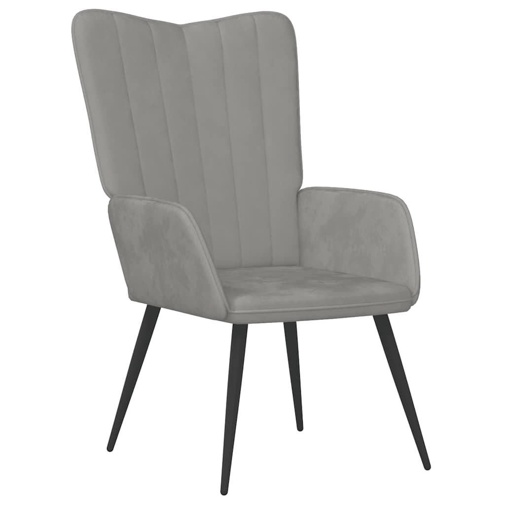 Relaxsessel mit Hocker Hellgrau Samt