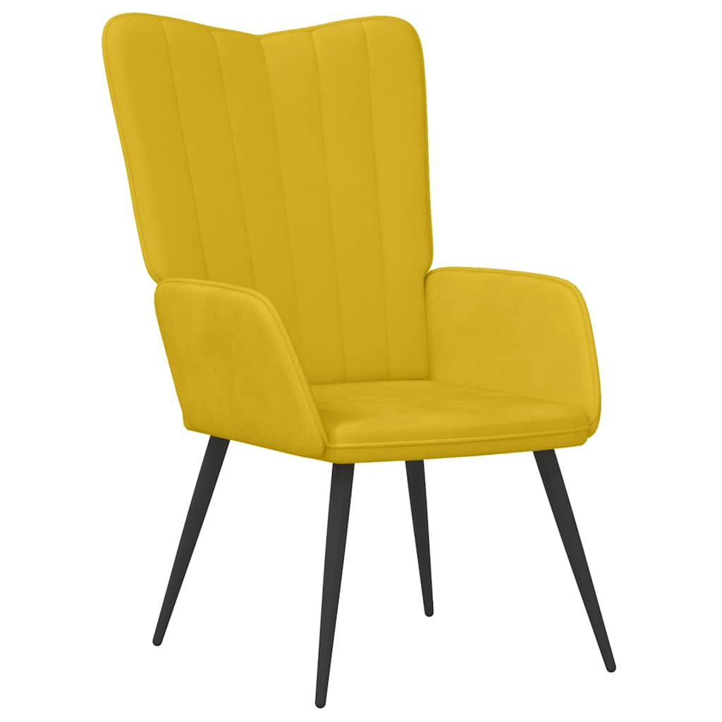Relaxsessel mit Hocker Senfgelb Samt