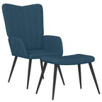 Relaxsessel mit Hocker Blau Samt