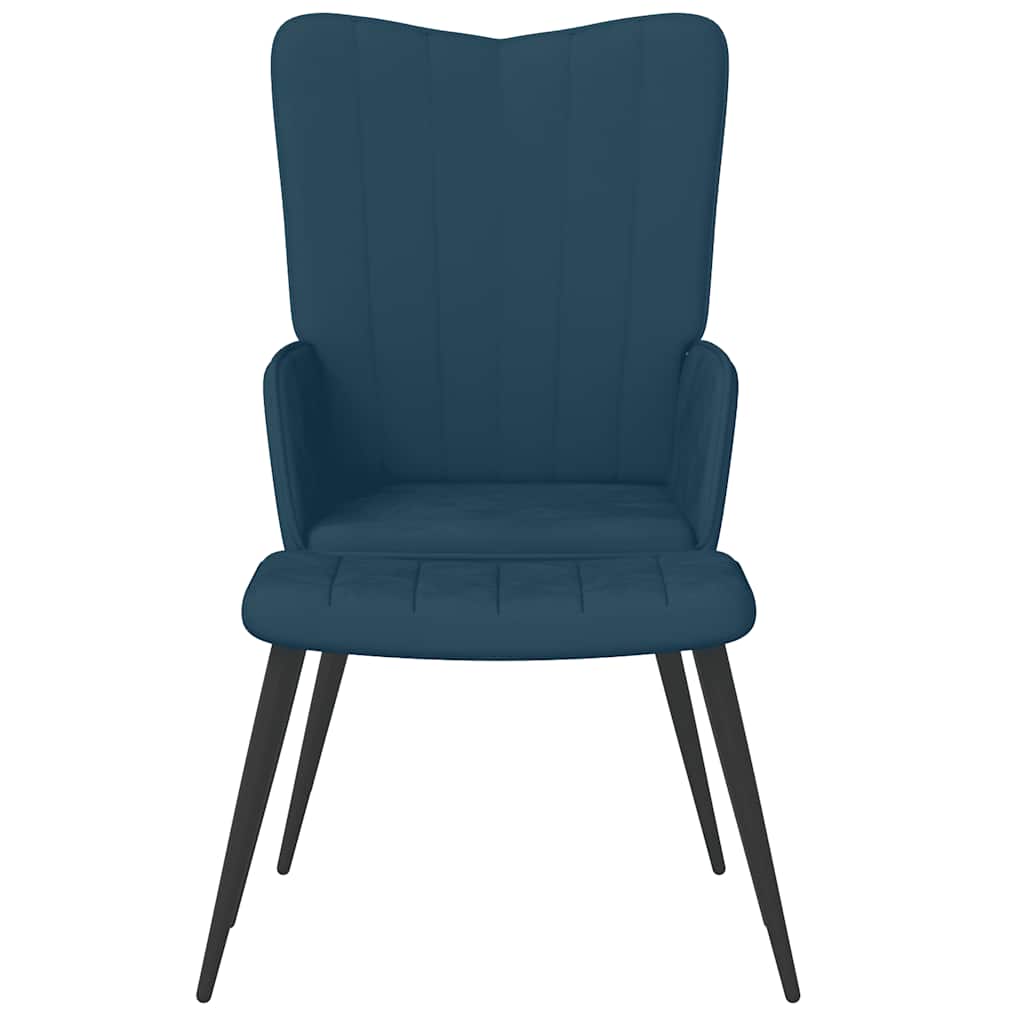 Relaxsessel mit Hocker Blau Samt