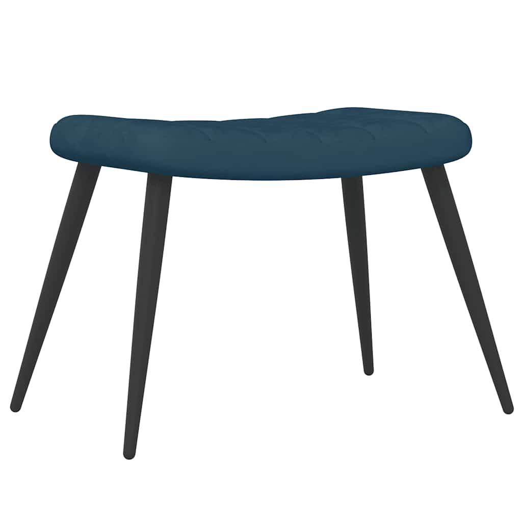 Relaxsessel mit Hocker Blau Samt